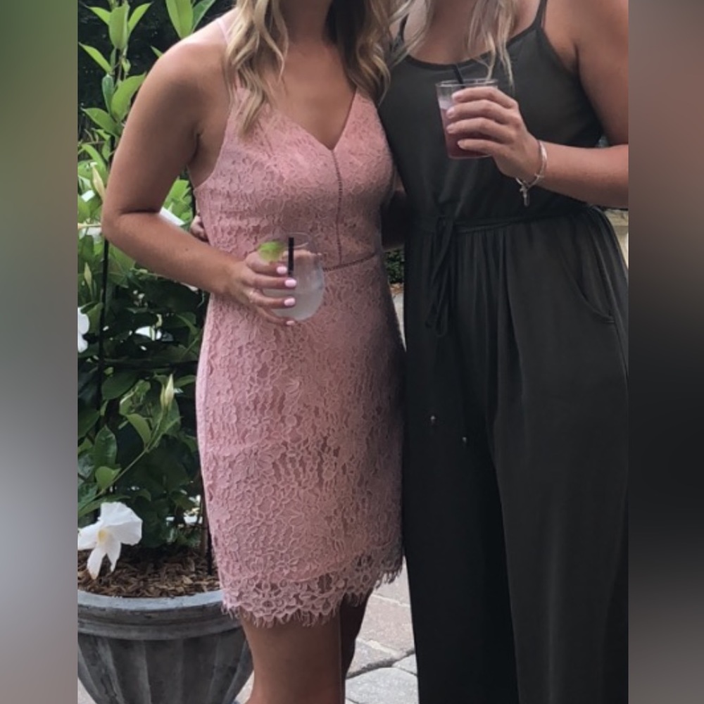 Soprano Pink Mini Lace Dress